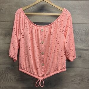 No Boundaries Off Shoulder Eyelet Short Sleeve Blouse Juniors Plus Size XXL